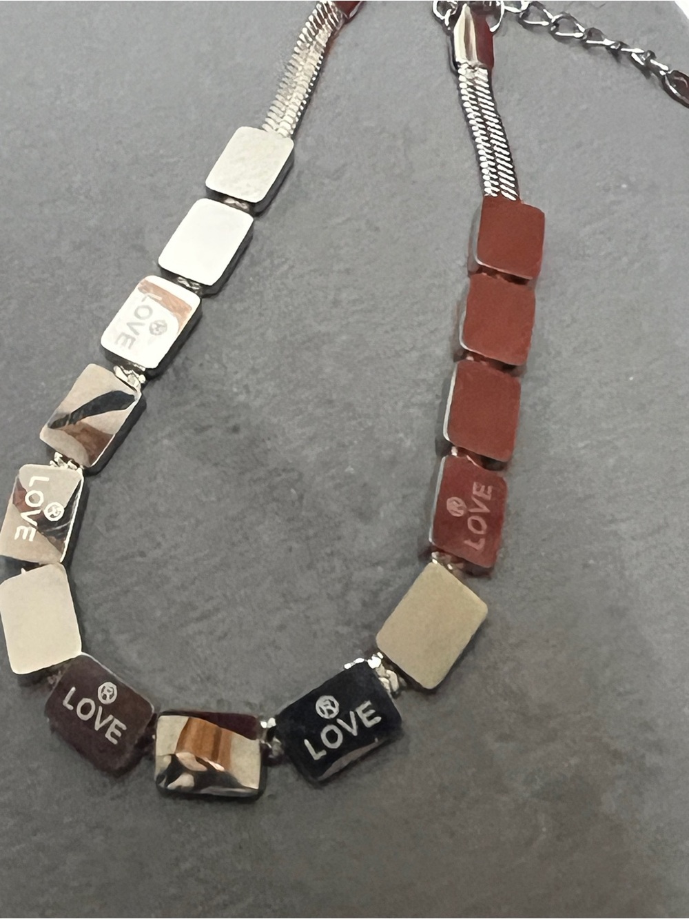 Love Block Bracelet in Stainless Steel